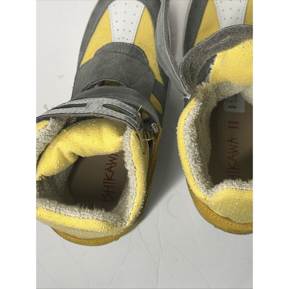 Ishikawa Ankle Boots Shoes Leather Yellow & Grey Strap Closure Star Italy Sz 38 - Picture 9 of 15